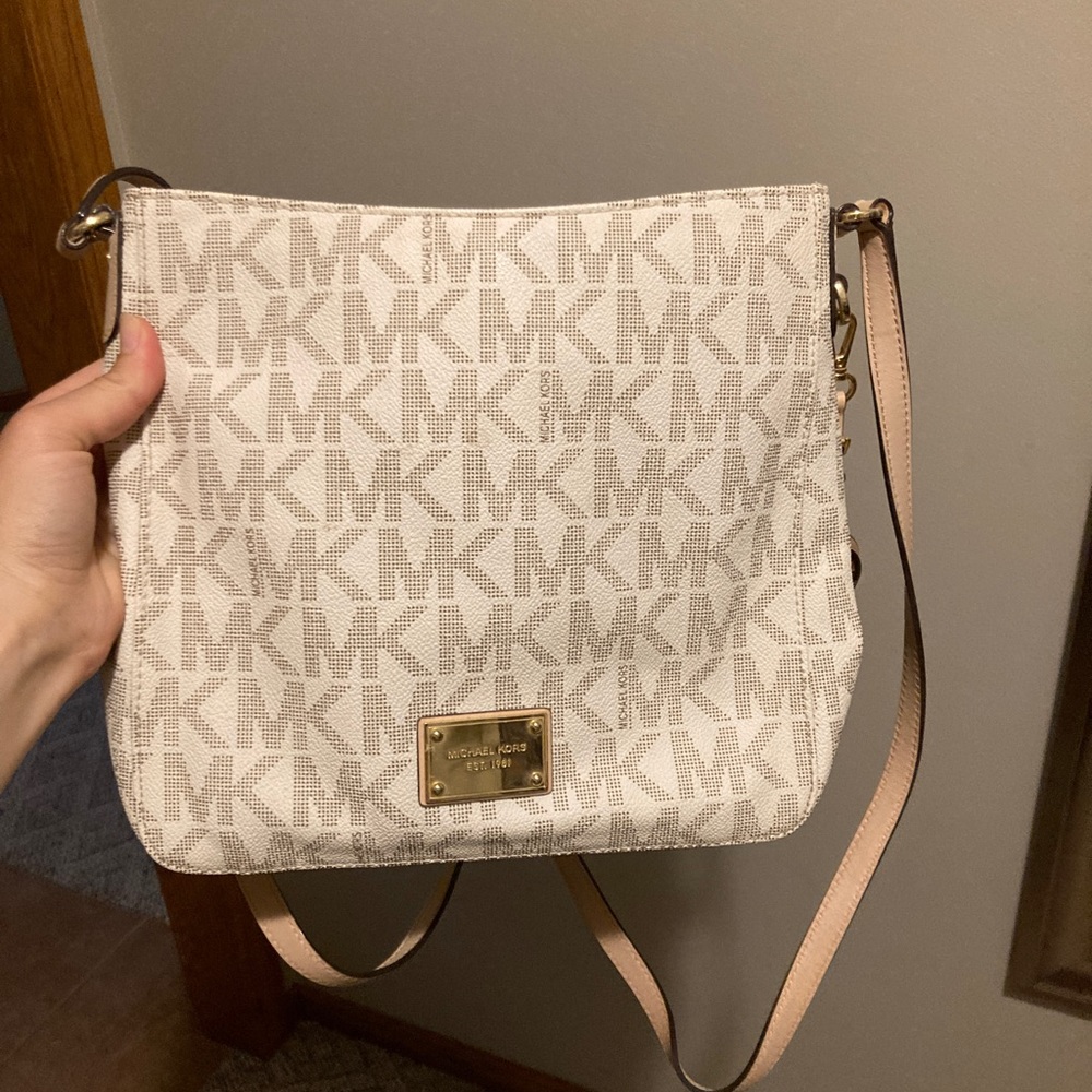 MICHAEL Michael Kors Beige Logo Crossbody Bag with Gold Hardware